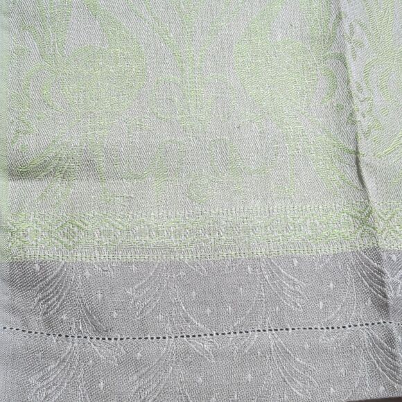 Italian Made Linen Green Tan Damask Table Runner Birds Floral NWT - Picture 6 of 10